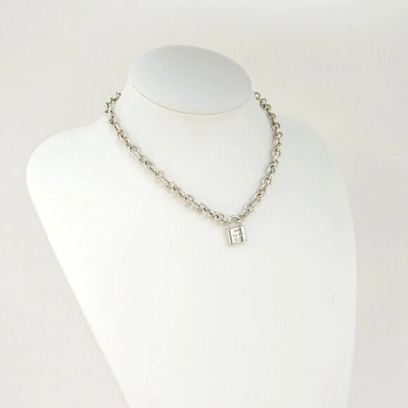 Tiffany & Co. 1837 Padlock Lock Chain Necklace 16" Silver 925 Auth w/Bag #8951 - Picture 2 of 7
